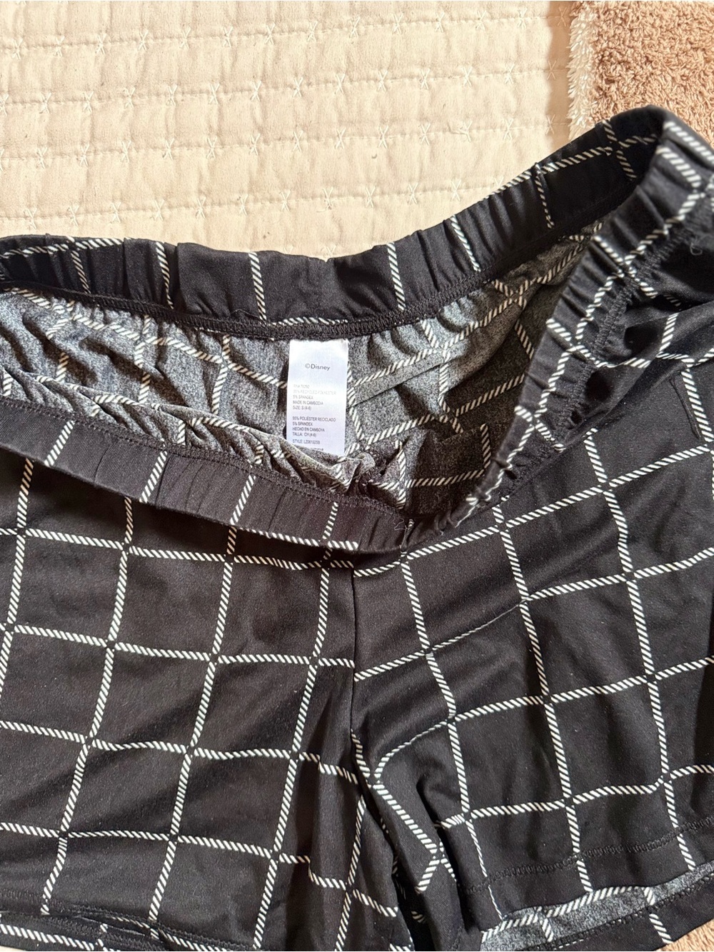 Jack and Sally Cream Graphic Tank with Black Plaid Shorts - Picture 3 of 7